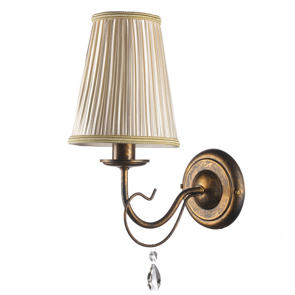 Applique murale Delia en tissu, bronze et beige, hauteur 36 cm