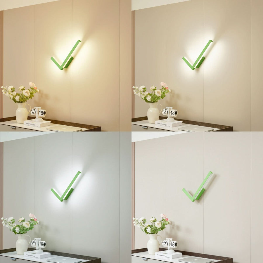 Applique murale LED Check en métal, vert, hauteur 20,5 cm