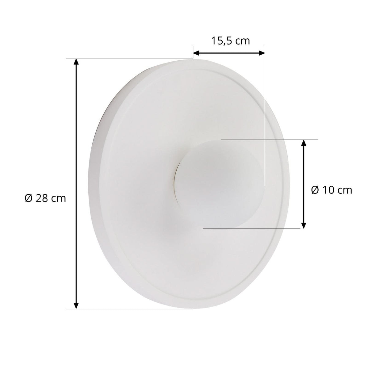 Applique murale Nielson en plâtre, blanc, Ø 28 cm