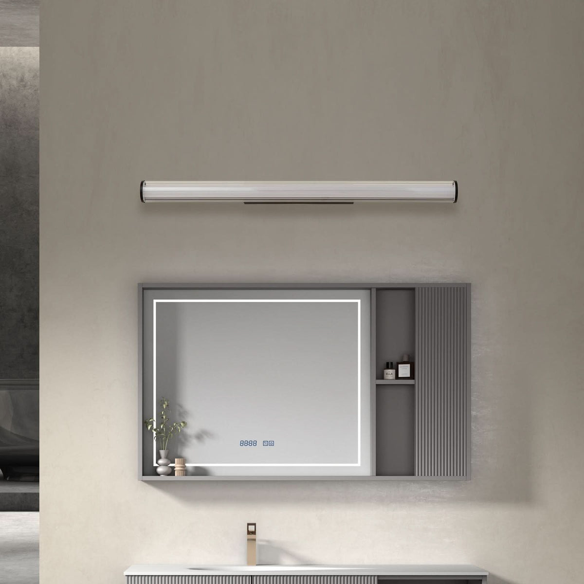 Applique murale LED en acier, noir et blanc, hauteur 6,4 cm, IP44