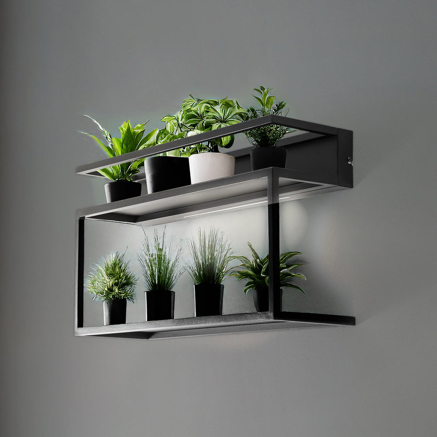 Applique murale LED Shelf en acier, noir, hauteur 33,5 cm