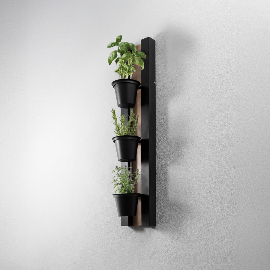 Applique murale LED Shelf en bois, noir, hauteur 90 cm