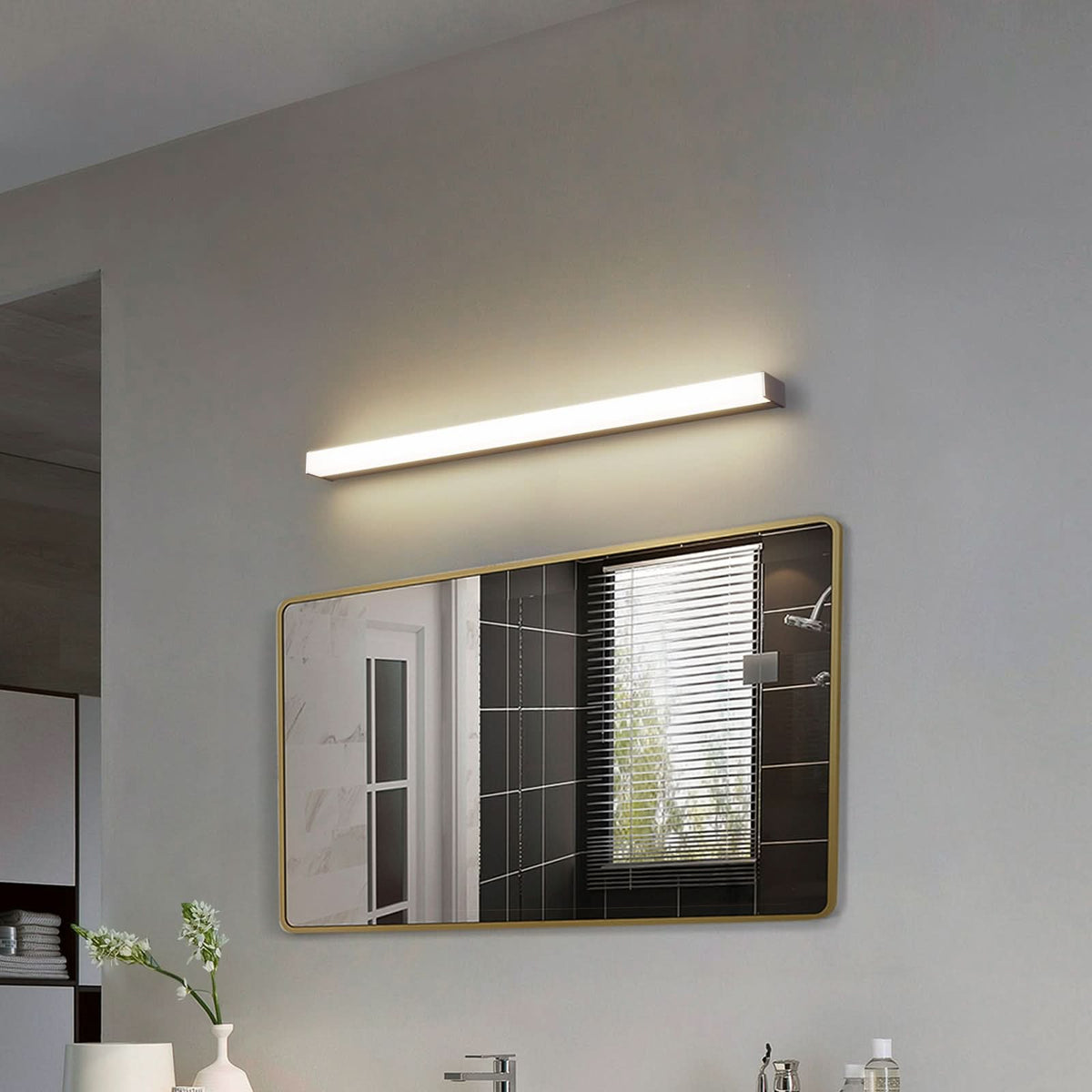 Applique murale LED en aluminium, blanc, hauteur 4 cm, IP44