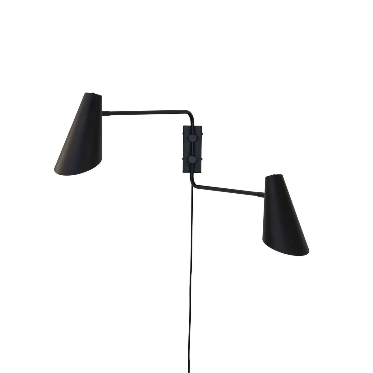 Applique murale Cale en métal, noir, 2 lumières, hauteur 46 cm