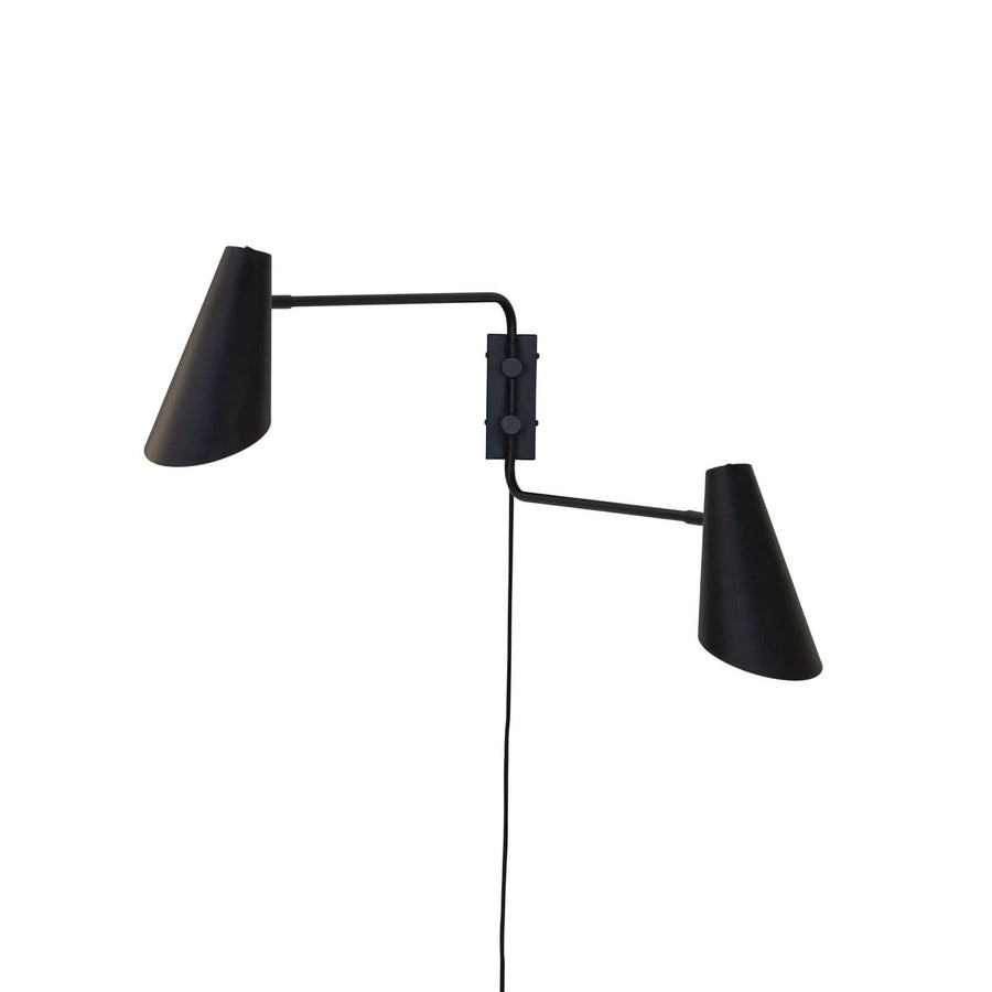 Applique murale Cale en métal, noir, 2 lumières, hauteur 46 cm