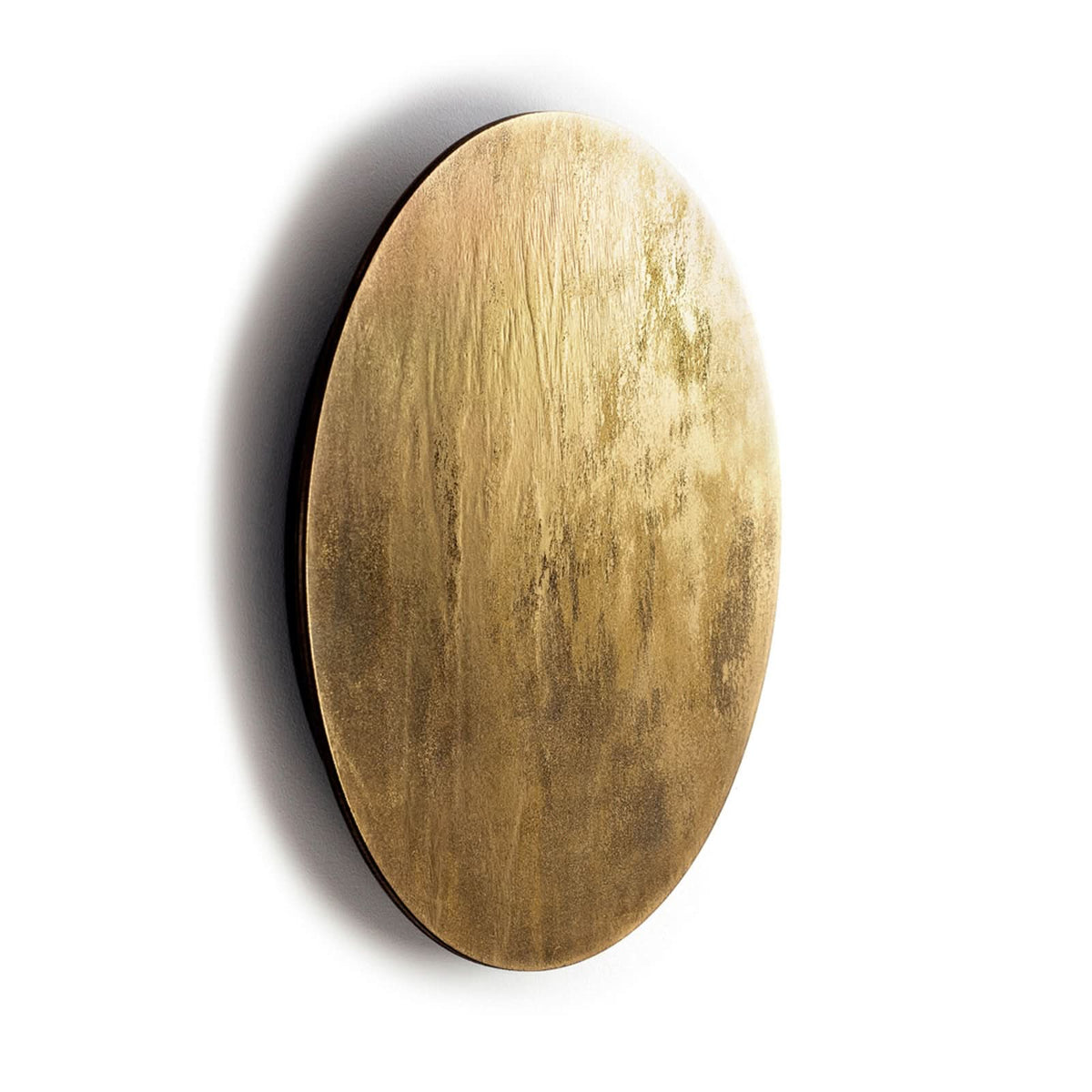 Applique murale LED Ring L en bois, doré, Ø 35 cm
