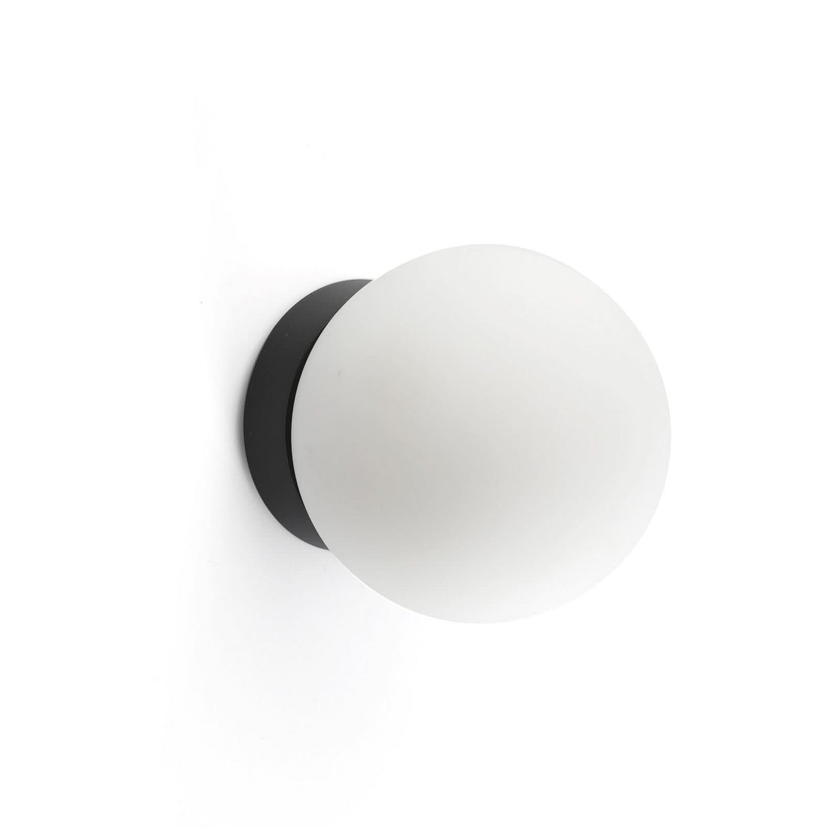 Applique murale LED Ping en verre, blanc et noir, Ø 10 cm, IP44