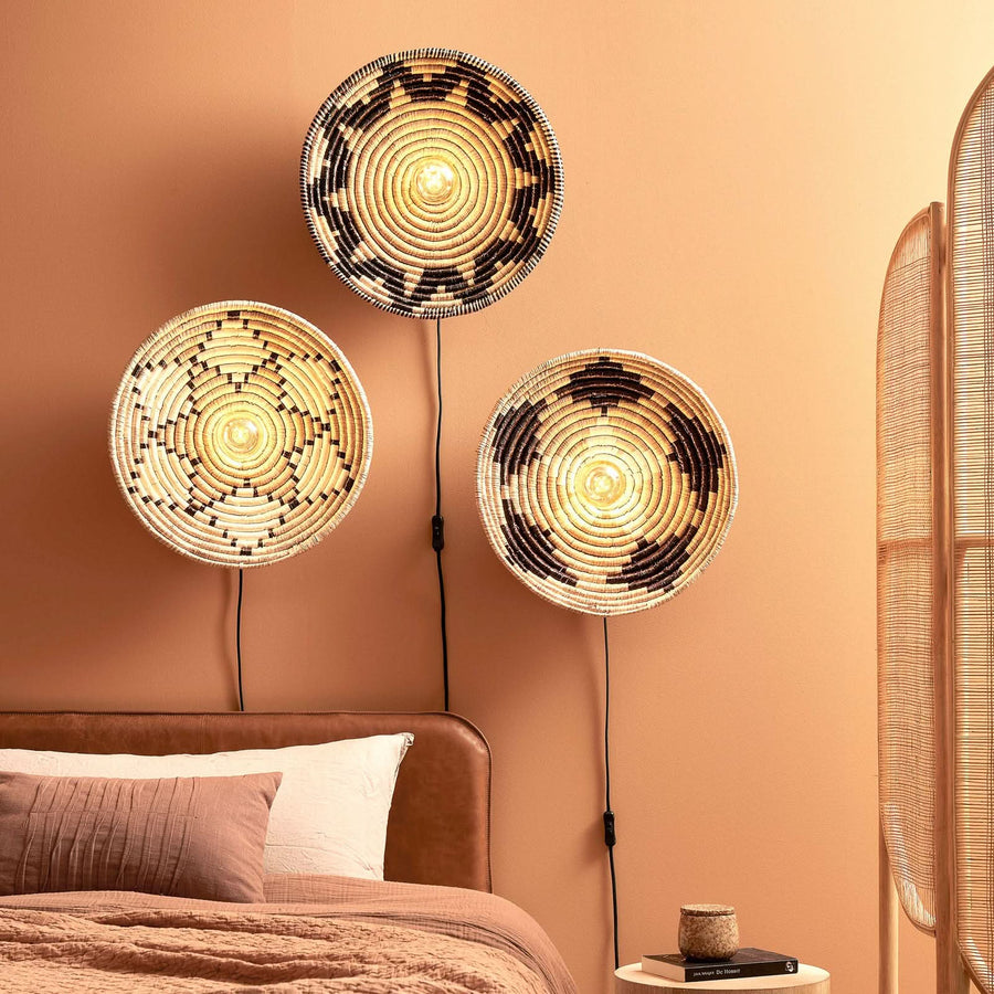 Applique murale Andros en métal, marron clair et noir, Ø 45 cm, 60 W