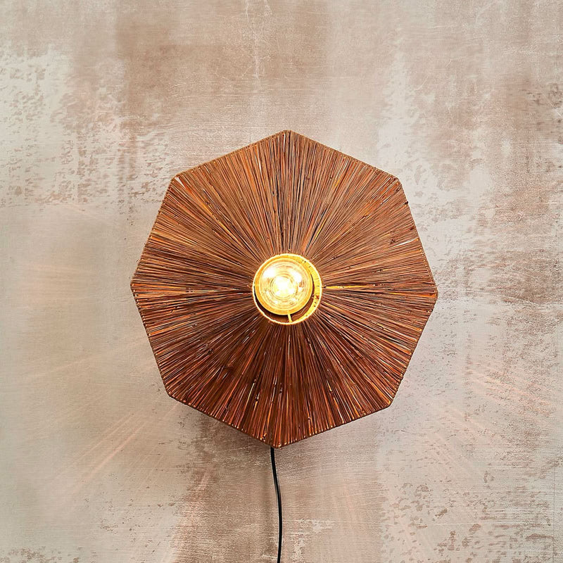 Applique murale Panama en bois, marron et noir, Ø 45 cm