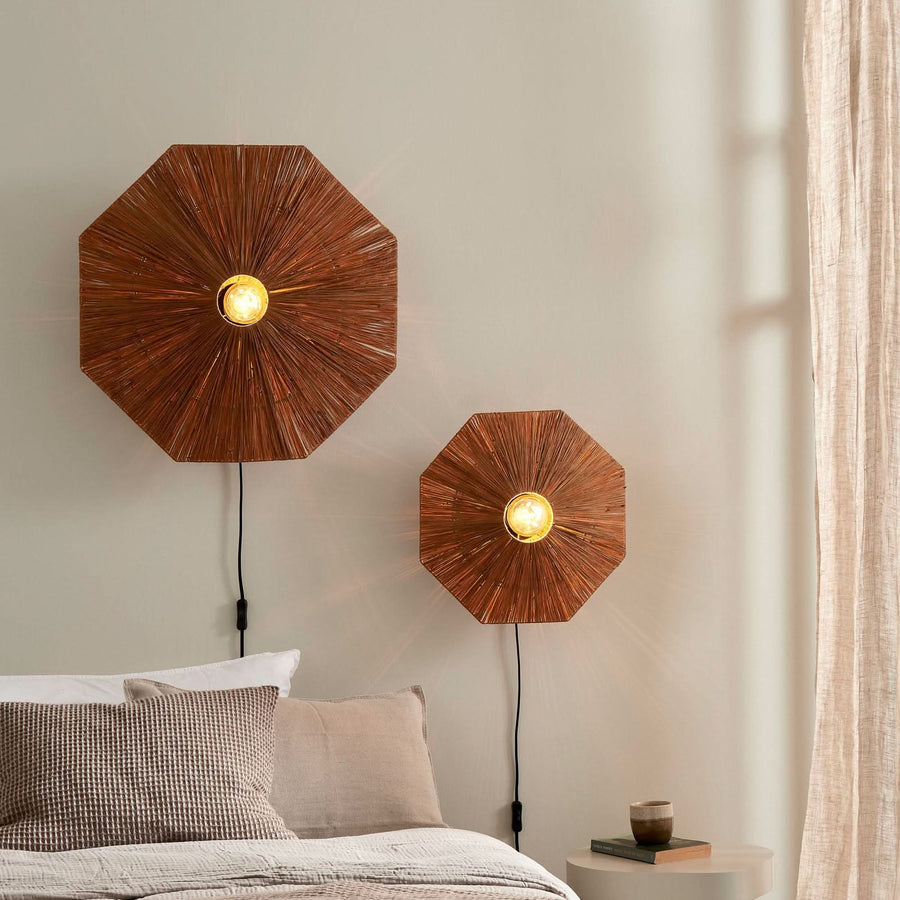 Applique murale Panama en bois, marron et noir, Ø 45 cm