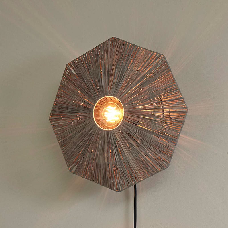 Applique murale Panama en bois, gris et noir, Ø 45 cm