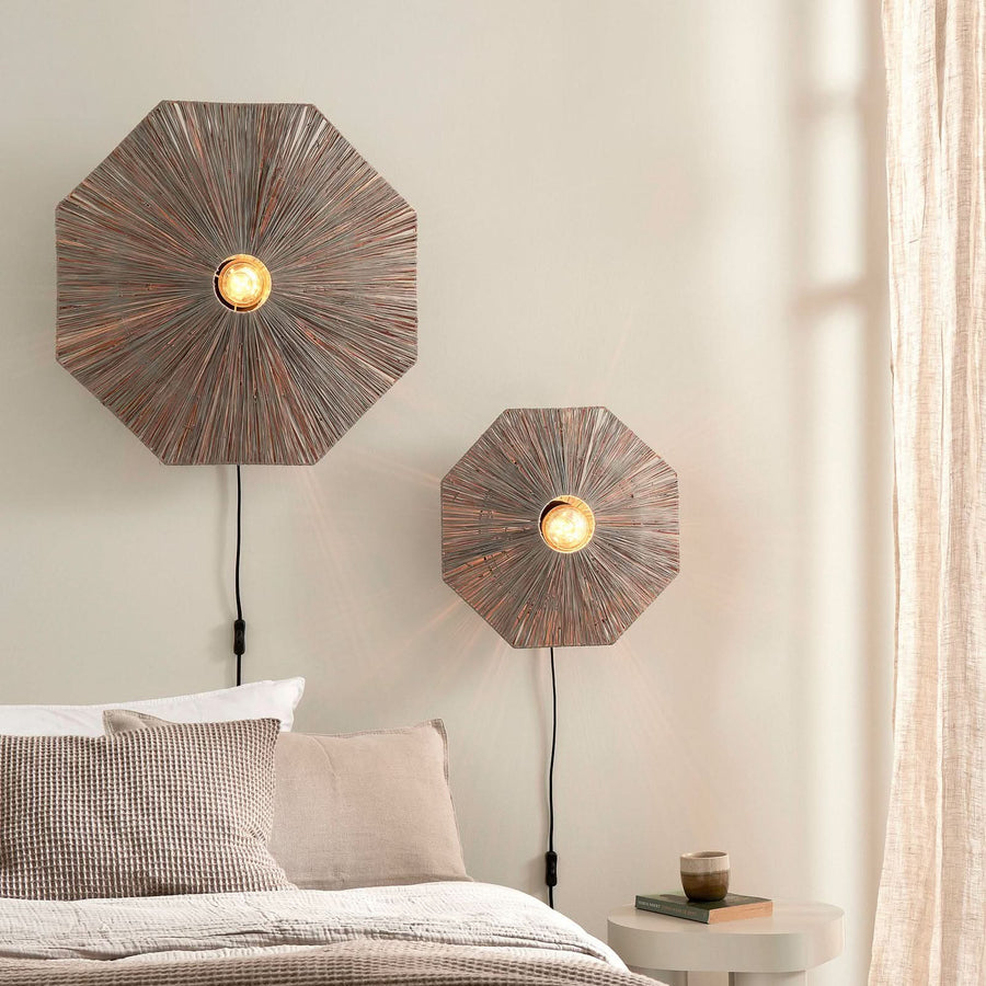 Applique murale Panama en bois, gris et noir, Ø 45 cm