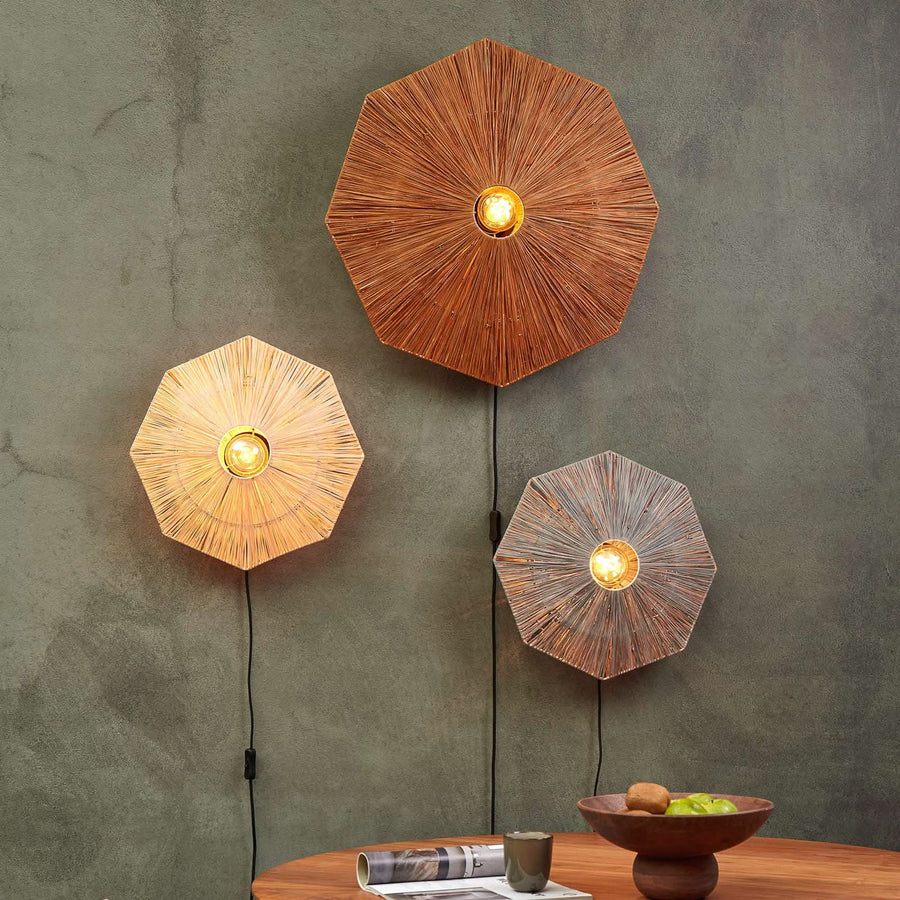 Applique murale Panama en bois, marron et noir, Ø 65 cm