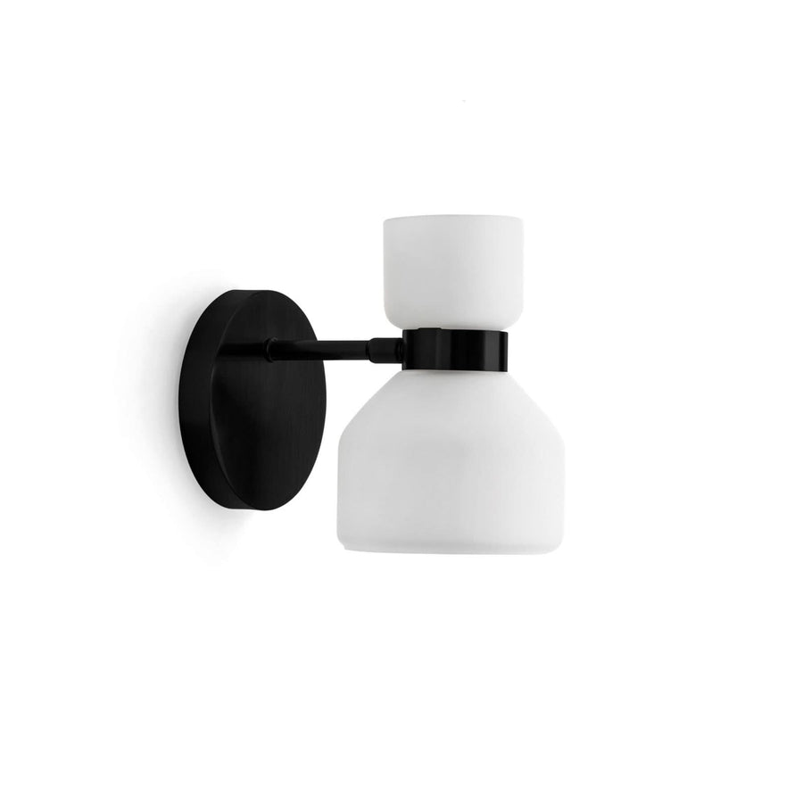 Applique murale Fifty en verre, noir et blanc, hauteur 19 cm