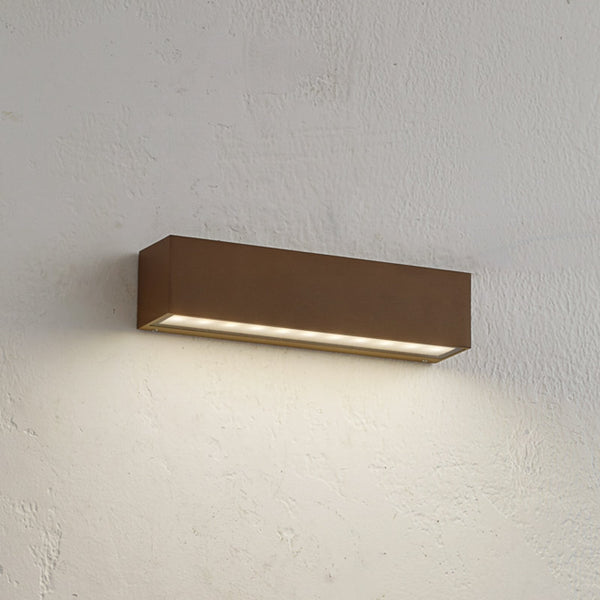 Applique d'extérieur LED Lengo en verre, marron, hauteur 6 cm, IP65, 3000 K, 9 W