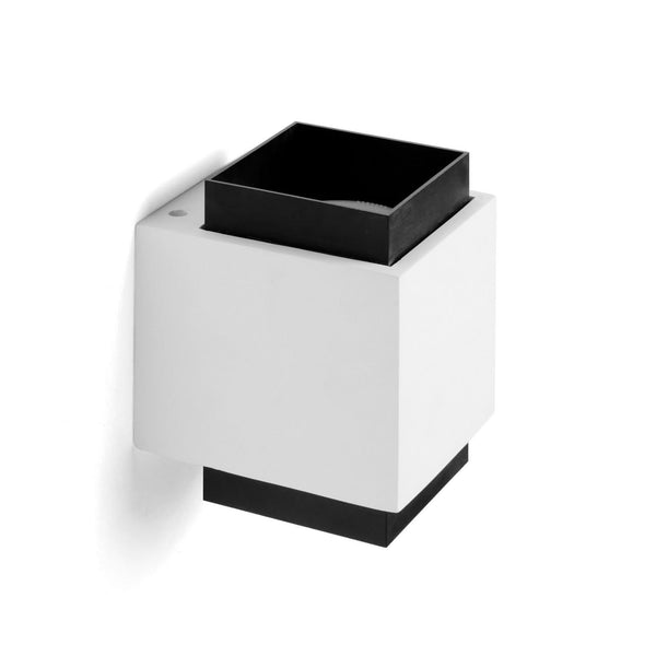 Applique murale Syme en plâtre, blanc et noir, 2 lumières, hauteur 15 cm