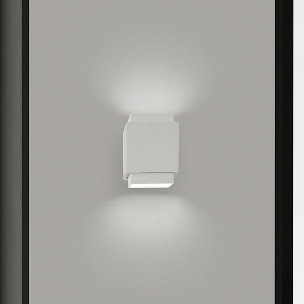 Applique murale Syme en plâtre, blanc, 2 lumières, hauteur 15 cm