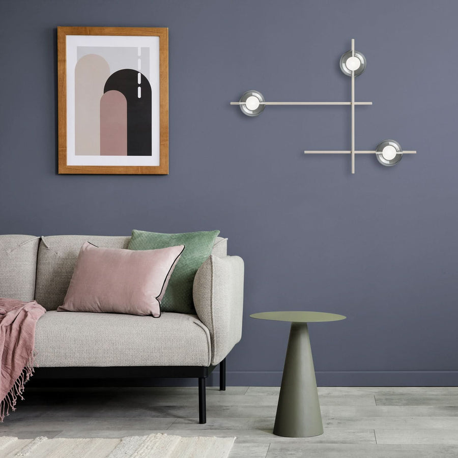Applique murale Mikado en verre, beige et transparent, 3 lumières, hauteur 69,5 cm