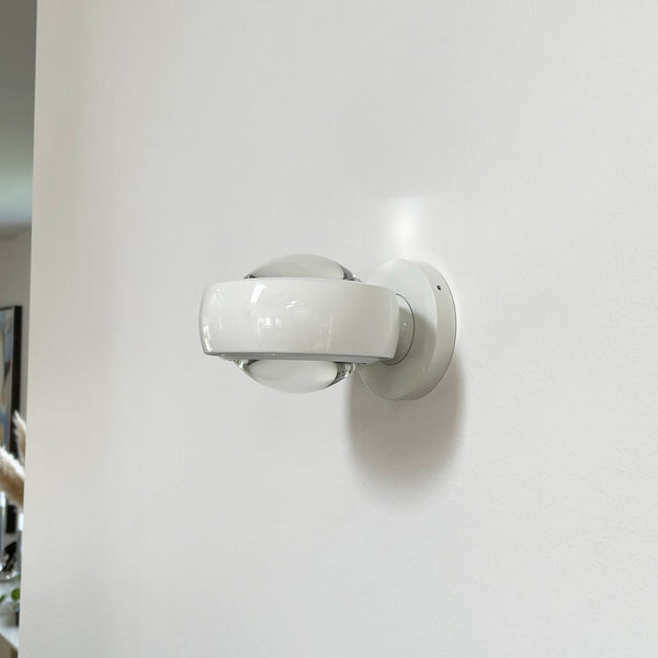 Applique murale LED Optic en verre, blanc brillant, Ø 12 cm