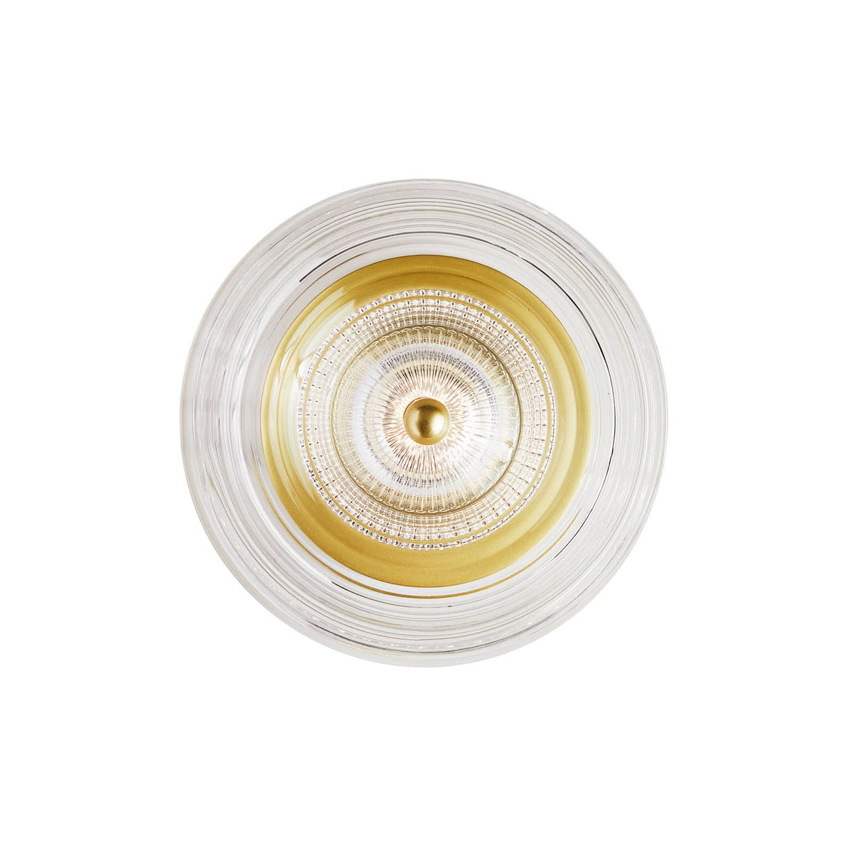 Applique murale LED Glow en acier, doré mat et transparent, Ø 16 cm