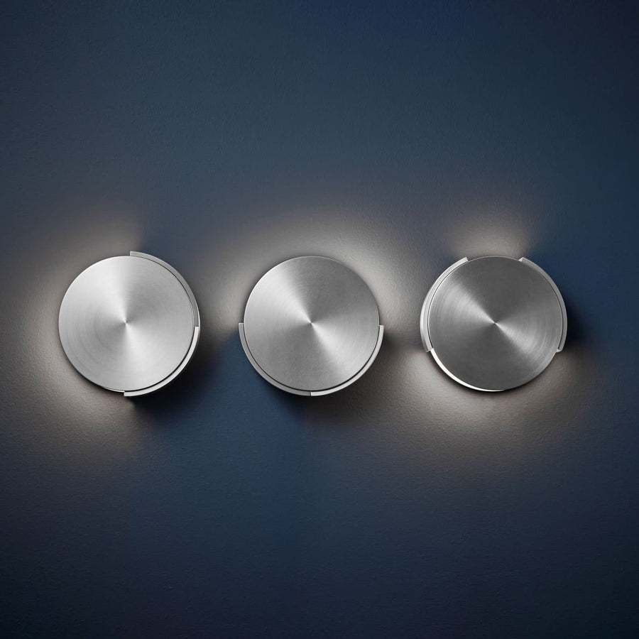 Applique murale Rotate en métal, aluminium brossé, 2 lumières, Ø 15 cm