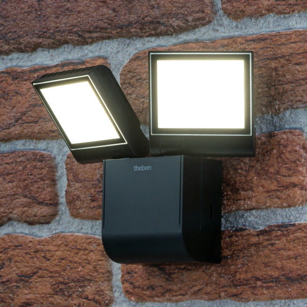 Applique d'extérieur LED theLeda S17-100L en métal, noir, 2 lumières, hauteur 16 cm