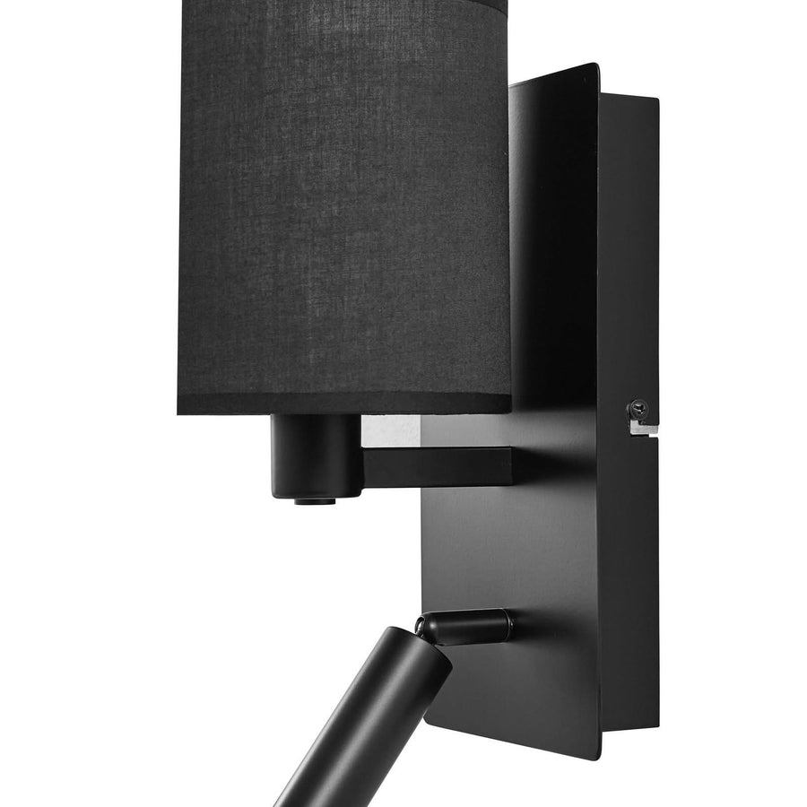 Applique murale Aiden en tissu, noir, 2 lumières, hauteur 30,8 cm