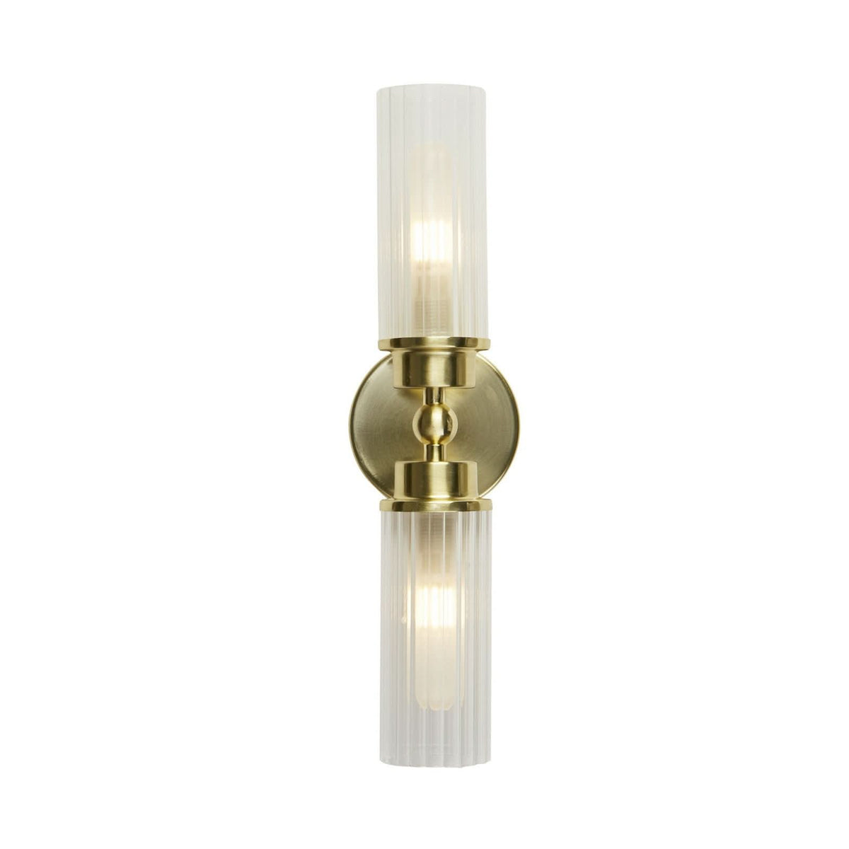 Applique murale Imperial en verre, laiton et blanc, 2 lumières, hauteur 10 cm, IP44