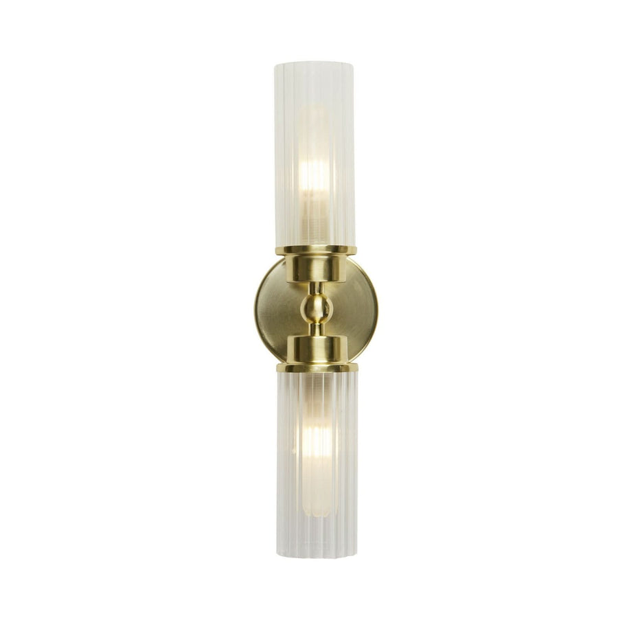 Applique murale Imperial en verre, laiton et blanc, 2 lumières, hauteur 10 cm, IP44