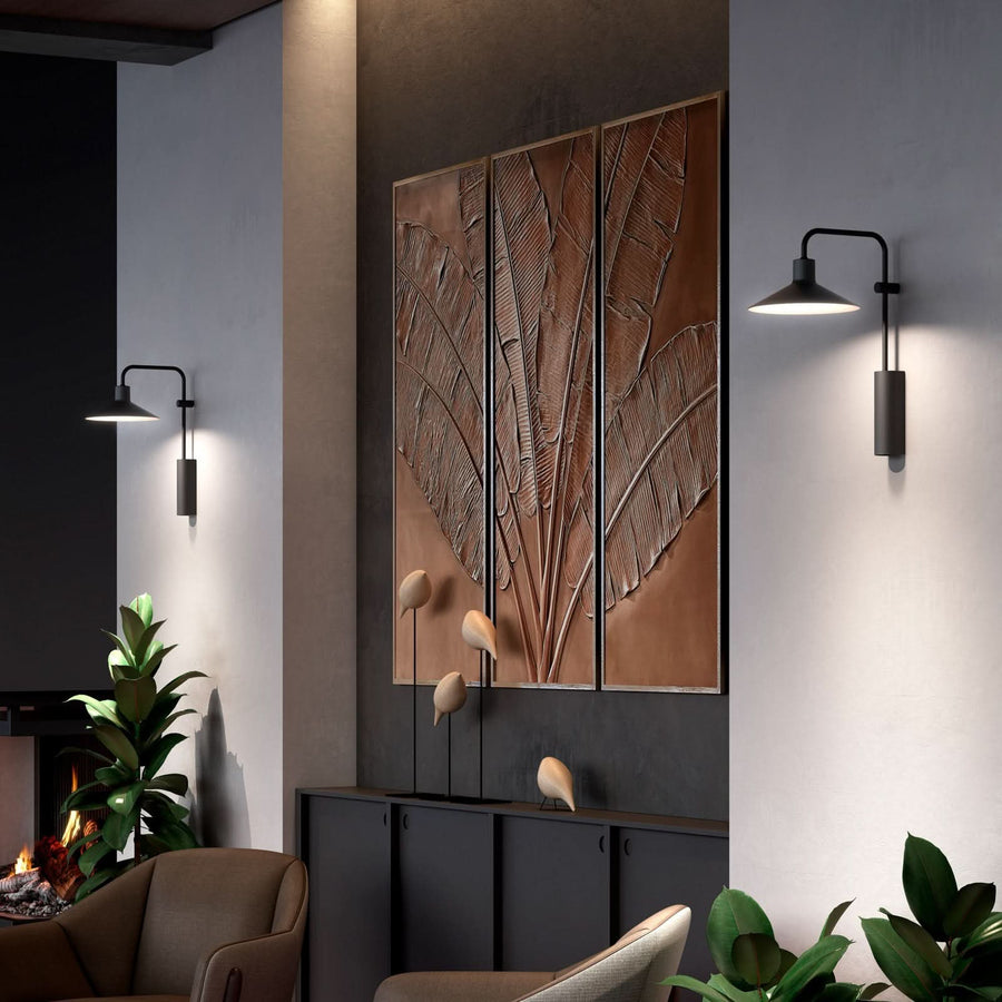 Applique murale LED Platet A/02 en laiton, gris et noir, hauteur 40 cm
