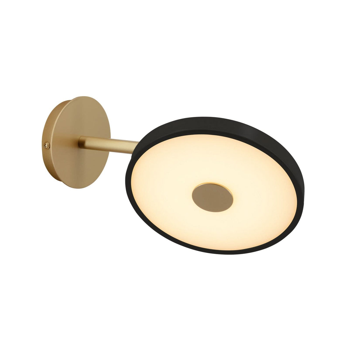 Applique murale LED Asteria Short en aluminium, noir et laiton, Ø 15 cm