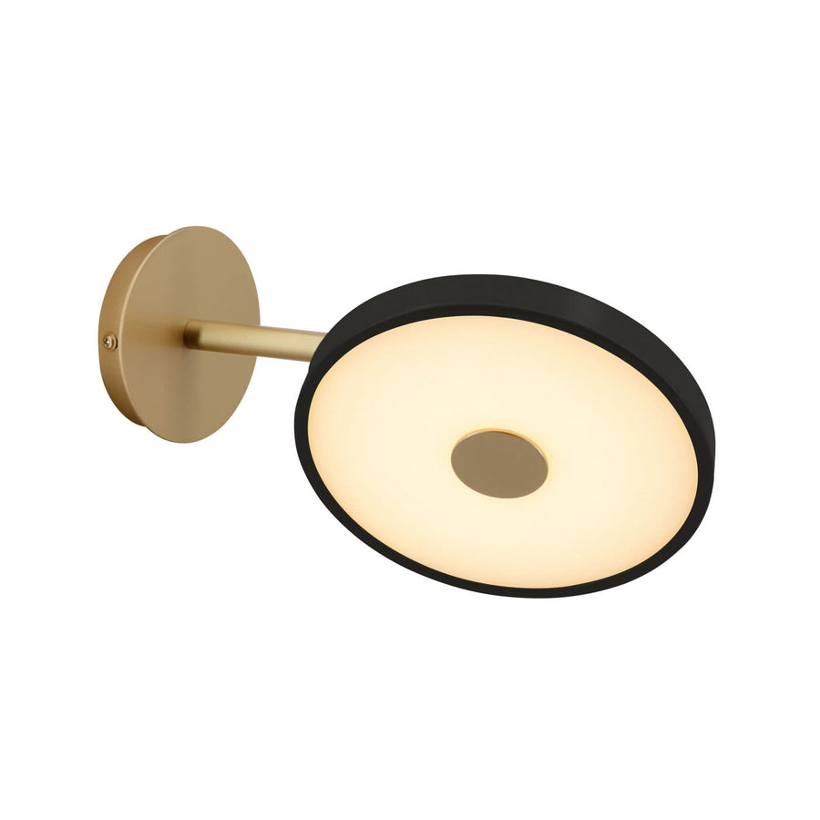 Applique murale LED Asteria Short en aluminium, noir et laiton, Ø 15 cm
