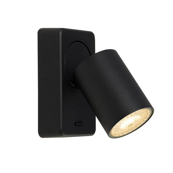 Applique murale Switched en aluminium, noir, hauteur 11 cm