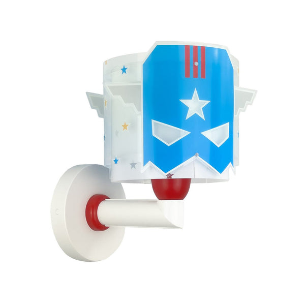 Applique murale Blue Hero, blanc et bleu, hauteur 24 cm