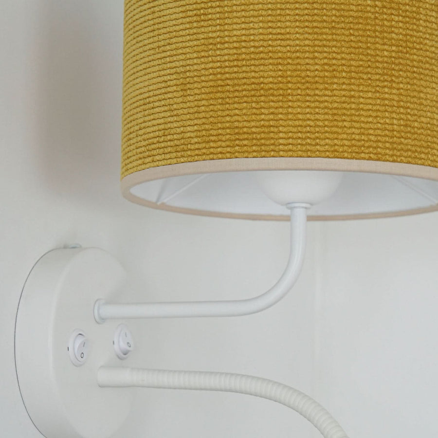 Applique murale Roller en métal, jaune structuré et blanc, 2 lumières, Ø 20 cm