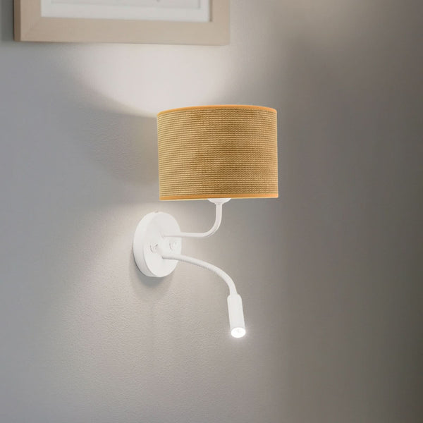 Applique murale Roller en métal, jaune structuré et blanc, 2 lumières, Ø 20 cm
