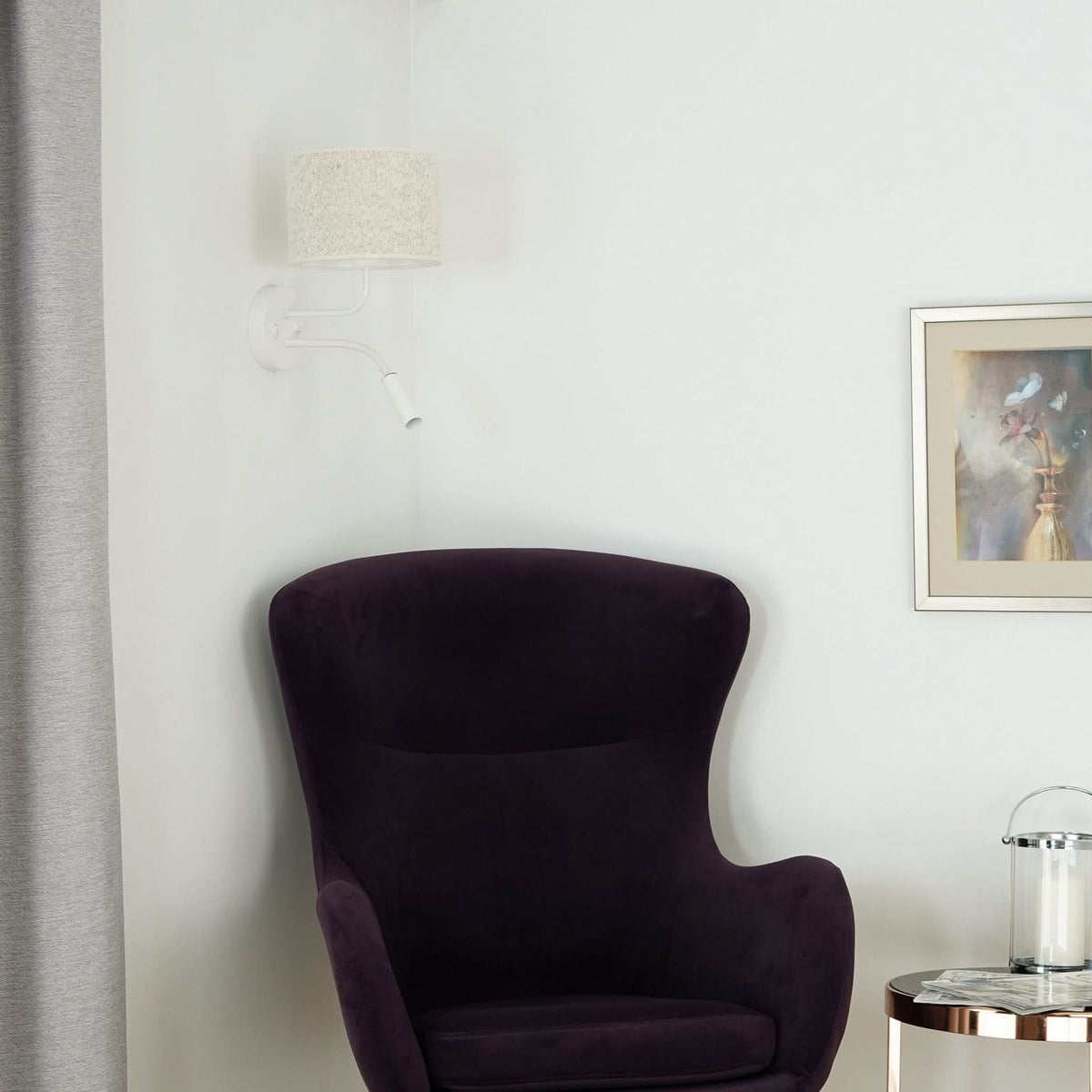 Applique murale Roller en tissu, crème structuré et blanc, 2 lumières, Ø 20 cm