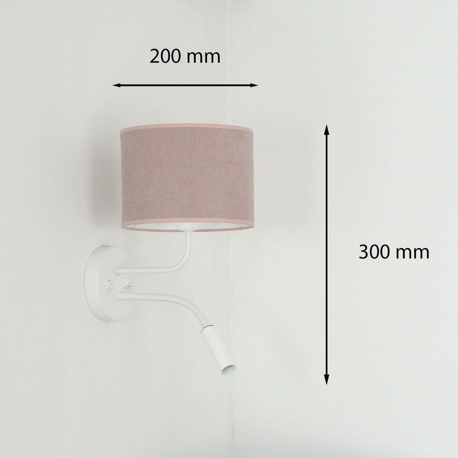 Applique murale Roller en tissu, rose structuré et blanc, 2 lumières, Ø 20 cm