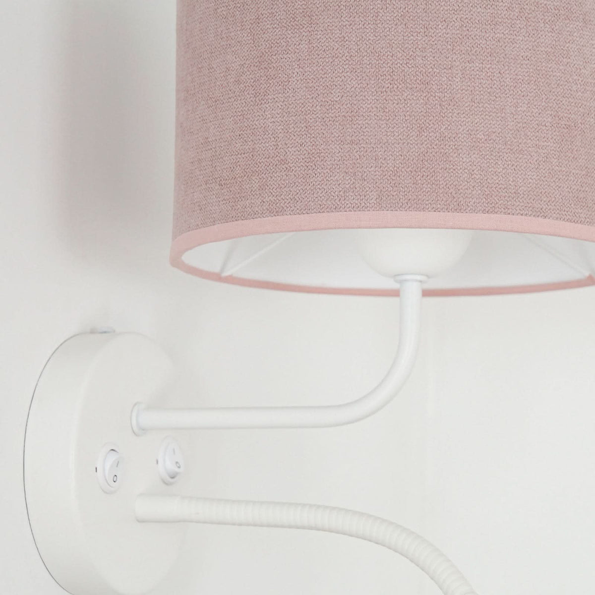 Applique murale Roller en tissu, rose structuré et blanc, 2 lumières, Ø 20 cm