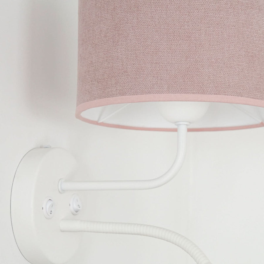 Applique murale Roller en tissu, rose structuré et blanc, 2 lumières, Ø 20 cm