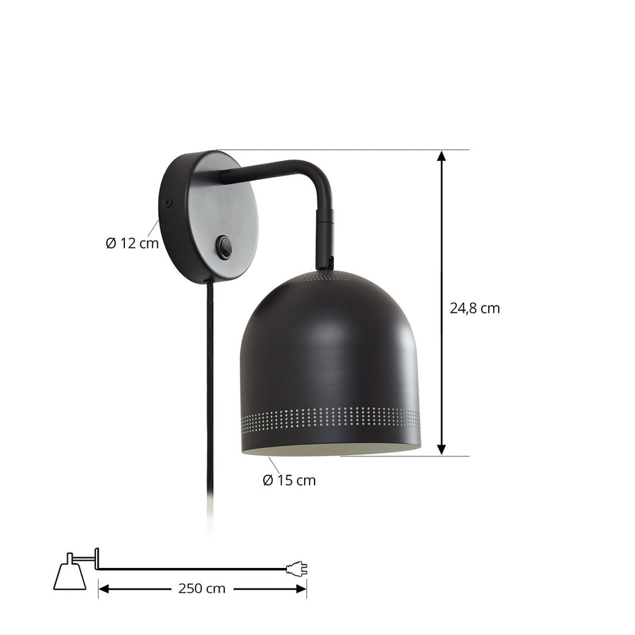 Applique murale Oura en métal, noir mat et blanc, hauteur 28 cm