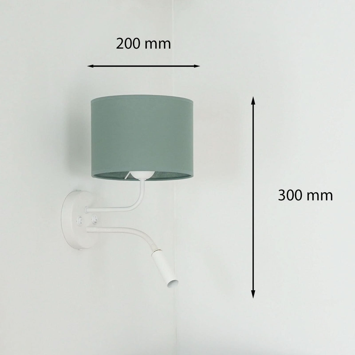 Applique murale Roller en tissu, vert structuré et blanc, 2 lumières, Ø 20 cm