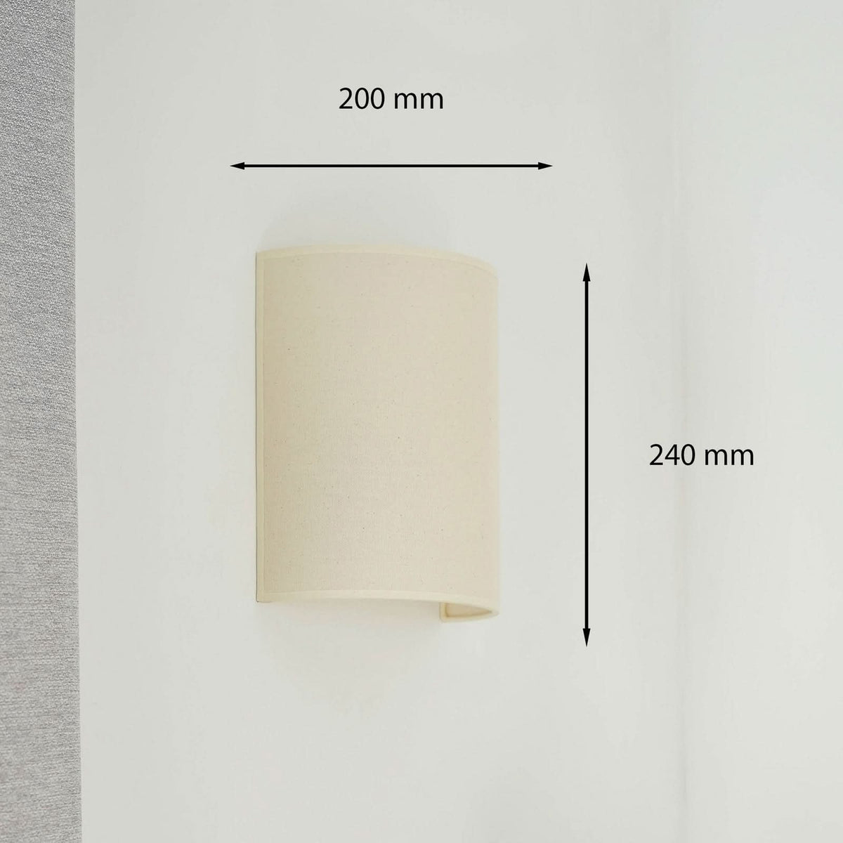 Applique murale Celine en tissu, beige structuré, hauteur 24 cm