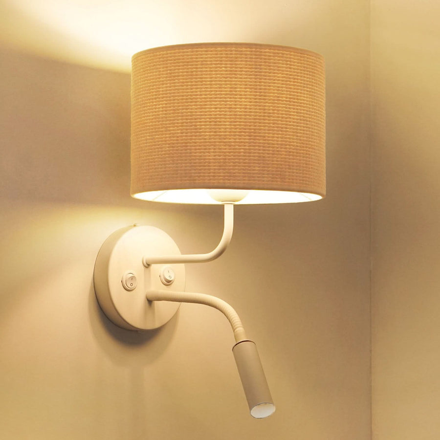 Applique murale Roller en métal, blanc, 2 lumières, hauteur 30 cm