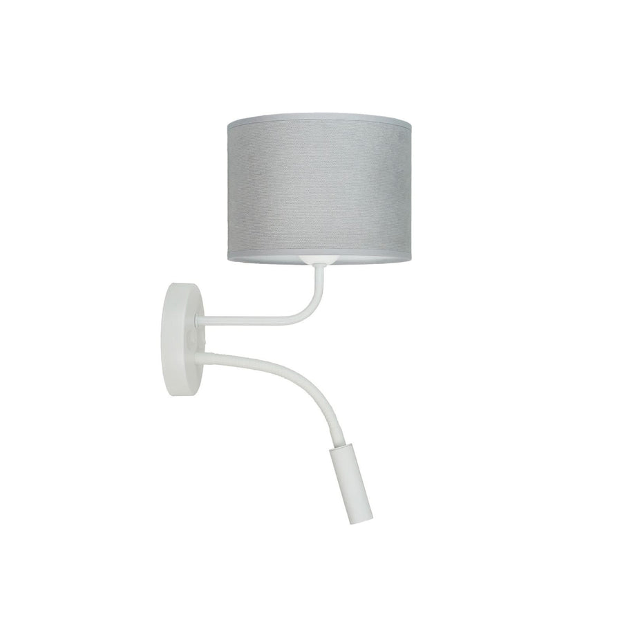 Applique murale Roller en tissu, blanc et gris clair, 2 lumières, hauteur 30 cm