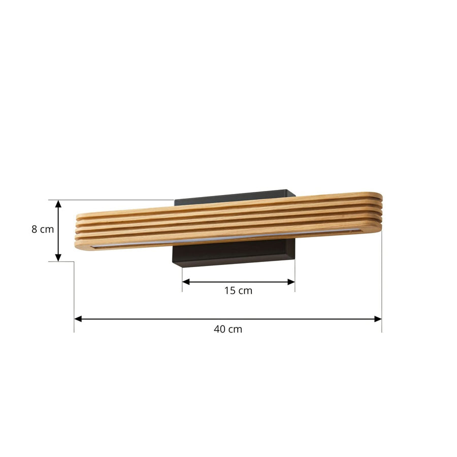 Applique murale LED Lieske en bois, hauteur 8 cm