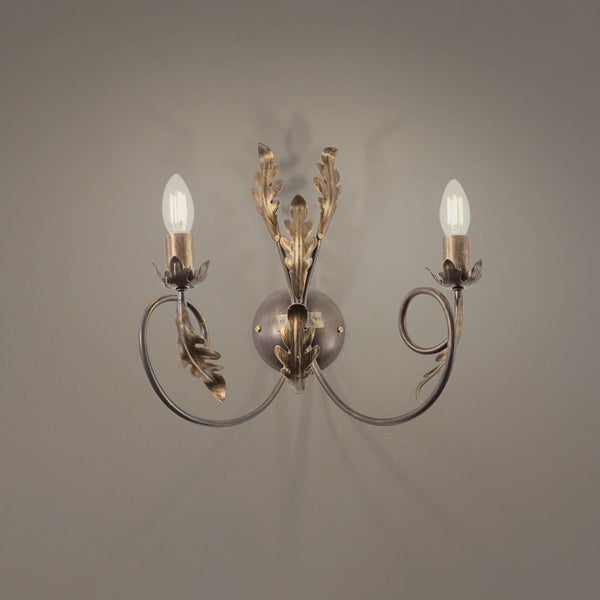 Applique murale Gretel en métal, bronze, 2 lumières, hauteur 40 cm