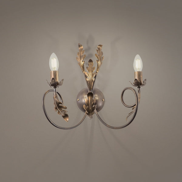 Applique murale Gretel en métal, bronze, 2 lumières, hauteur 40 cm
