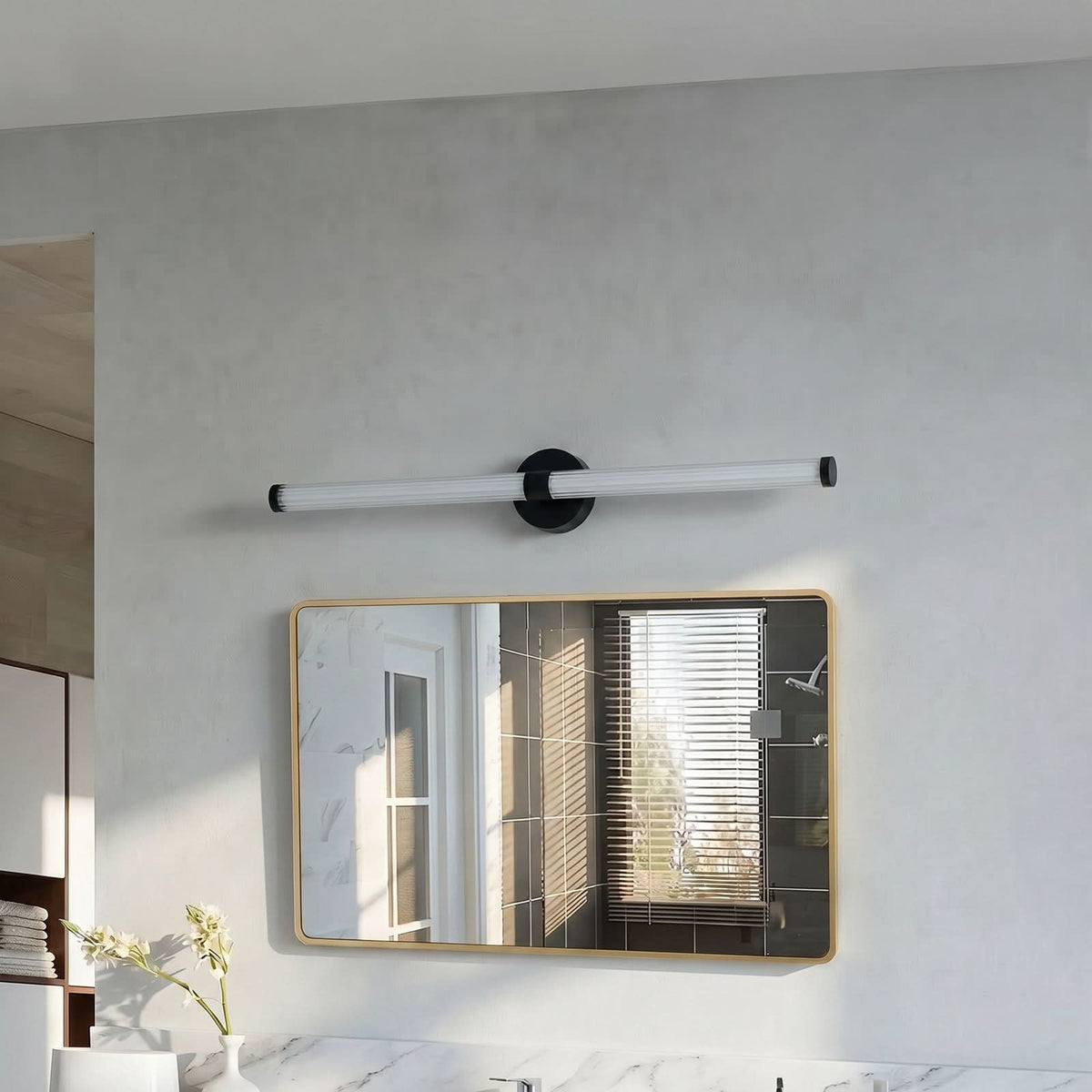 Applique murale LED Melisa en verre, noir, hauteur 9,4 cm, IP44