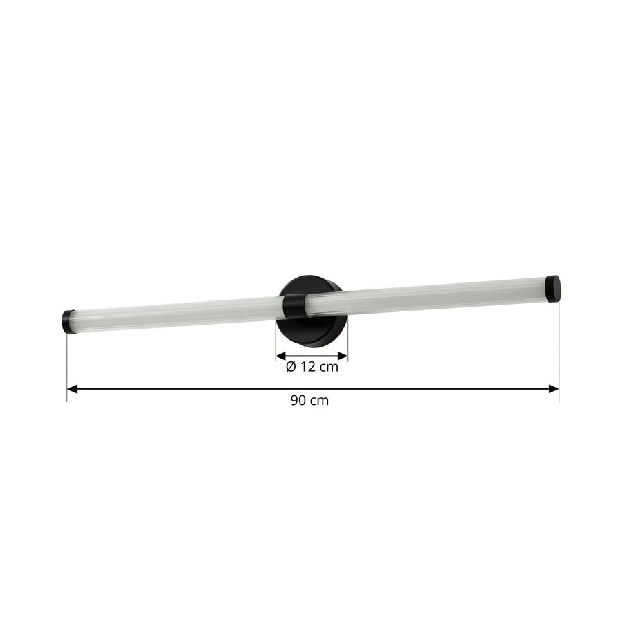 Applique murale LED Melisa en verre, noir, hauteur 9,4 cm, IP44